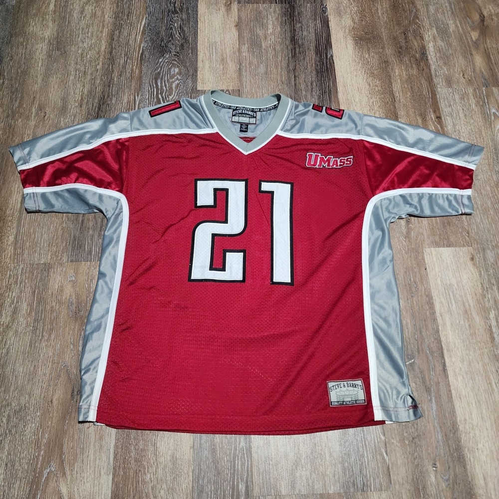 Steve & Barrys UMass Football Jersey #21 Size XL Red White Black Athletic Dept.